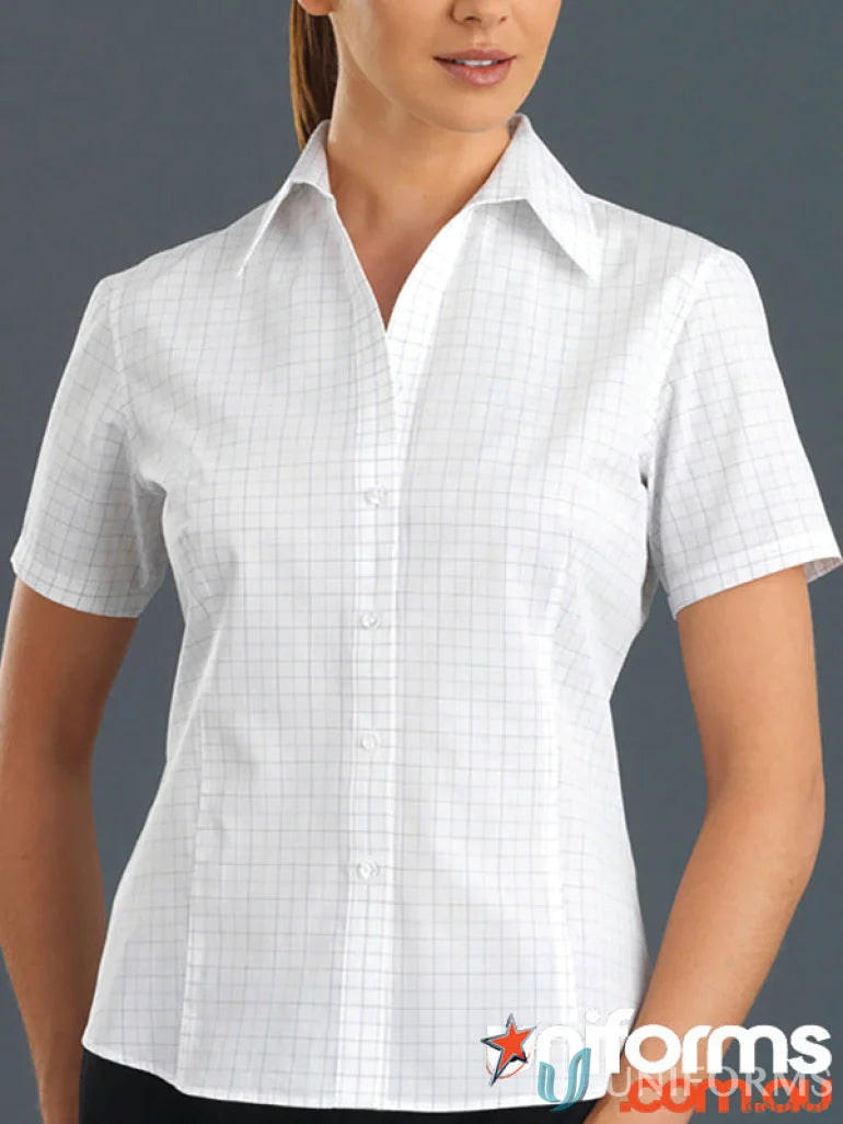 White Keval women’s short window check shirt with a cool window check pattern