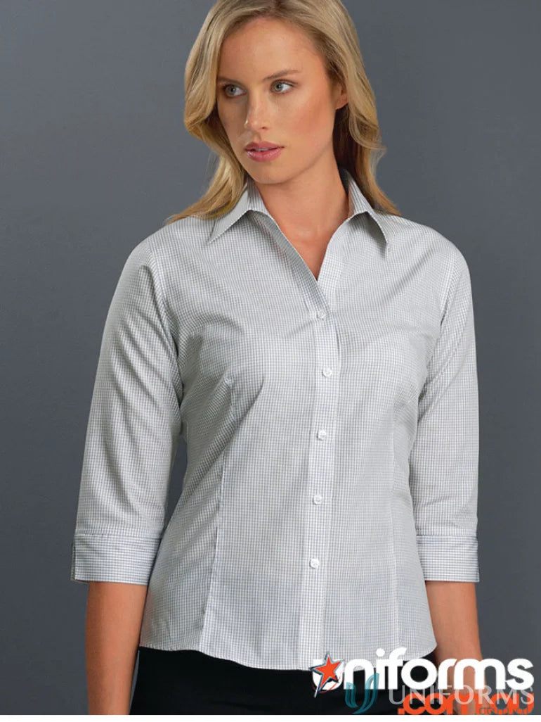 Women’s gray and white checkered mini check shirt from 324-jk KEVAL WOMEN’S with fabric blend