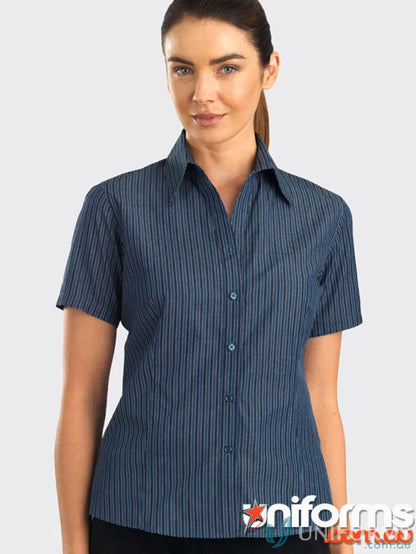 Keval Women’s Short SS Bold Stripe Shirt with short sleeves and vertical stripes