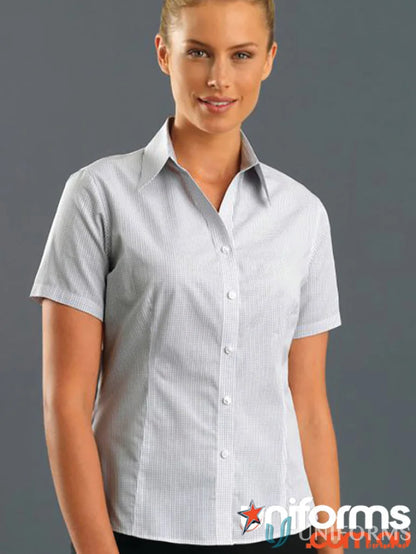 Keval Women’s Short Sleeve Mini Check Shirt with stylish striped design