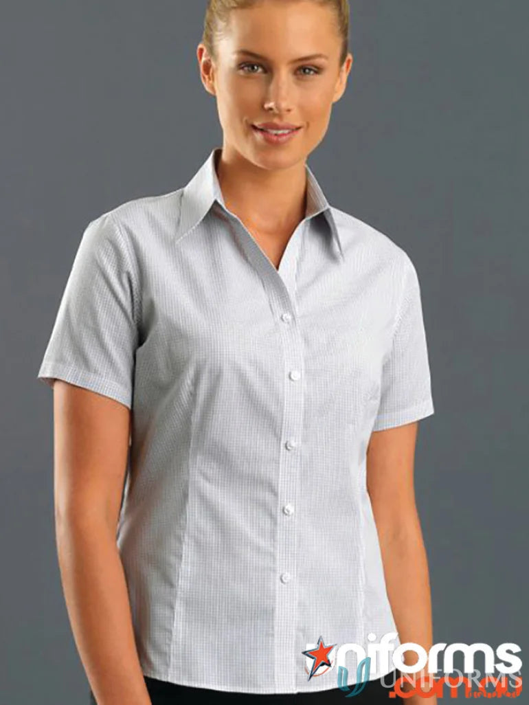 Keval Women’s Short Sleeve Mini Check Shirt with stylish striped design