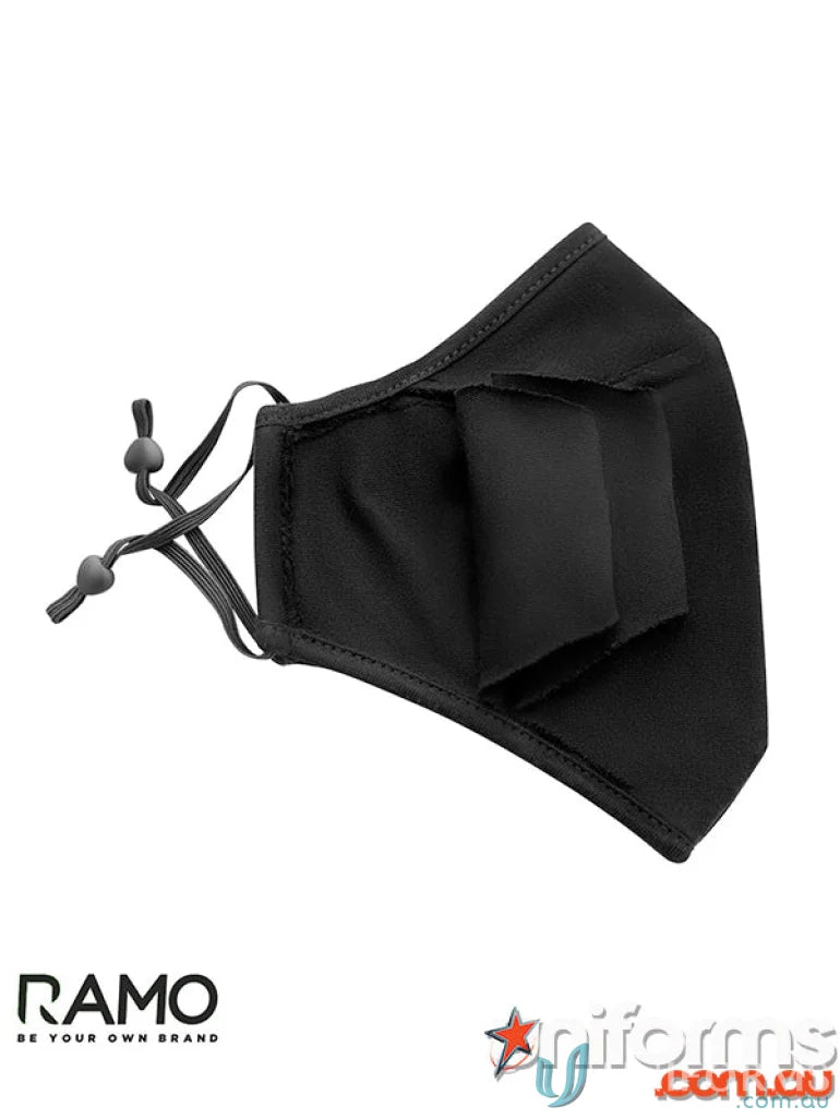 Kids 3 Layer Face Masks black reusable cotton face mask with adjustable toggle