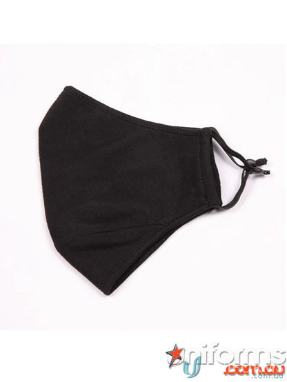 Black reusable cotton face mask with adjustable toggle for kids’ face masks