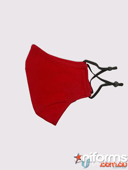 Kids 3 Layer Face Masks with reusable red cotton face mask and adjustable toggle