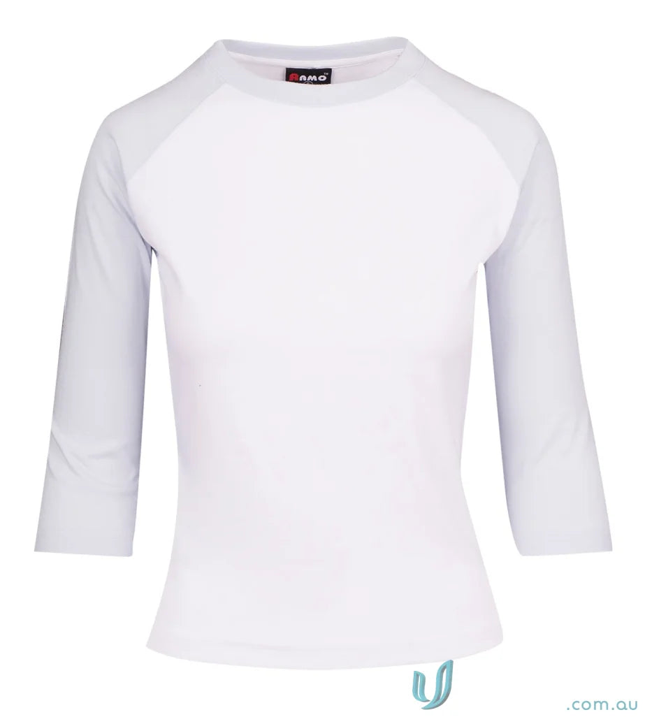 Kids 3Qtr Raglan Tee in white, perfect for casual wear uniforms or workwear