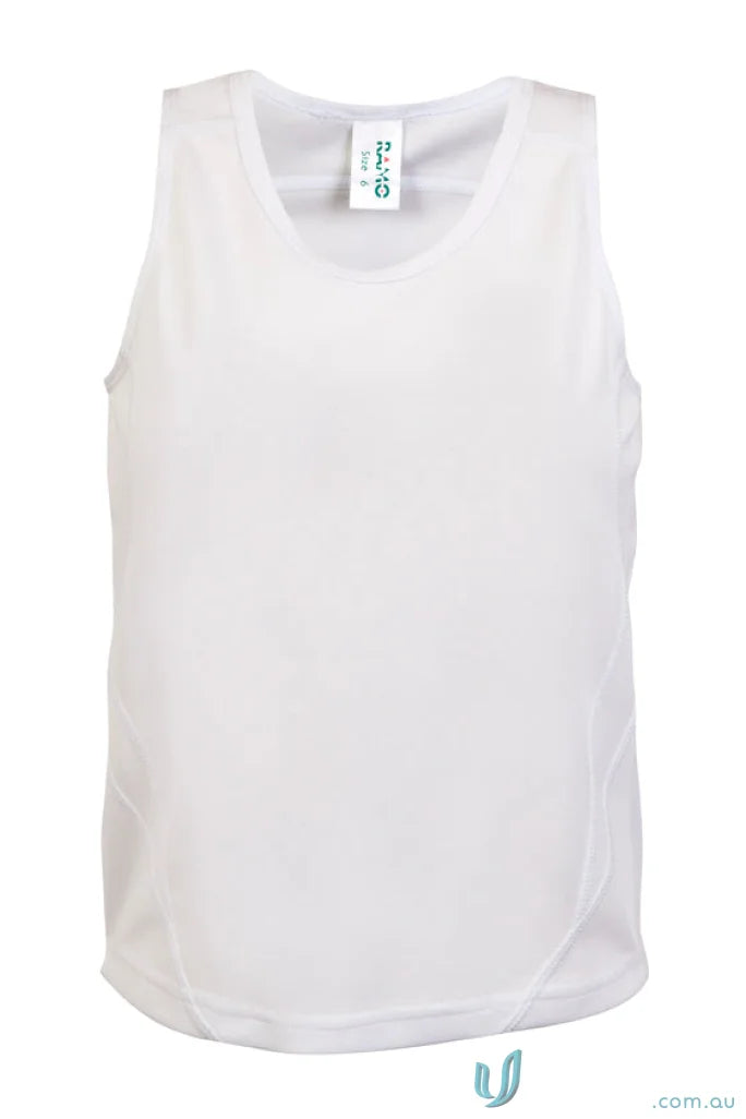 Kids Accelerator CoolDry Singlet white sleeveless athletic tank top for uniforms or workwear