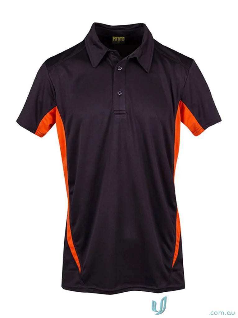 Kids Accelerator Polo black and orange short-sleeved polo shirt for boys