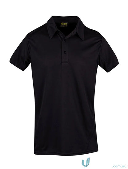 Kids Accelerator Polo black short-sleeve polo shirt with three-button collar