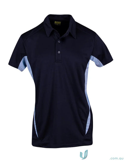 Kids Accelerator Polo shirt with dark blue and light blue side panels for kids