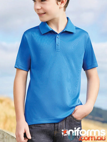 Kids Action Polo boys blue polo shirt in breathable sports knit, perfect for school uniforms