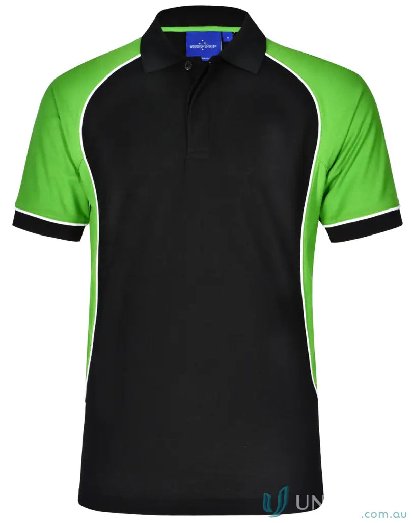 Kids Arena Polo black and green polo shirt for kids group events and ps77k arena fun