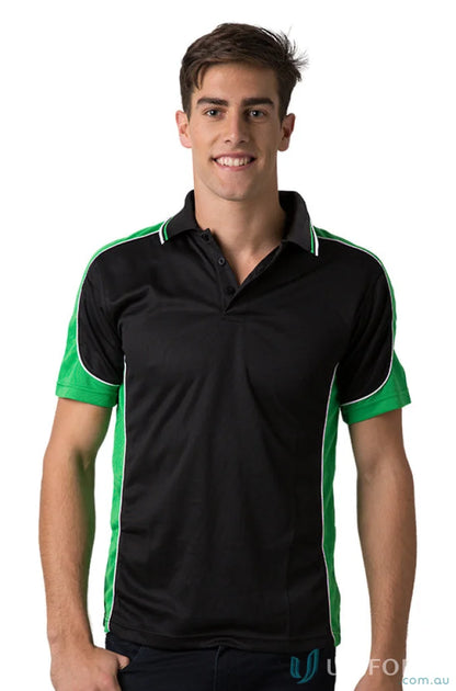 Kids Auburn Polo with cooldry moisture tech, black and green polo shirt for kids