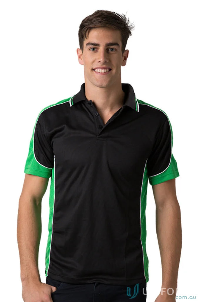 Kids Auburn Polo with cooldry moisture tech, black and green polo shirt for kids