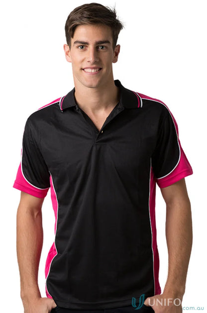 Kids Auburn Polo featuring cooldry moisture management technology in black and pink