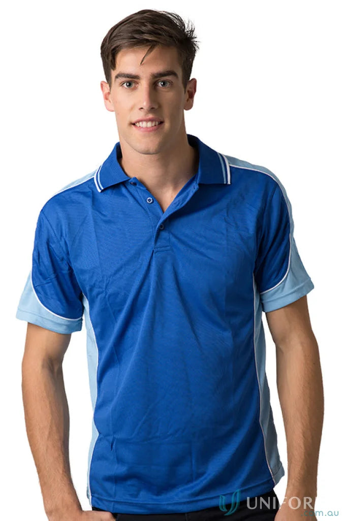 Kids Auburn Polo with cooldry moisture management technology in blue and light blue