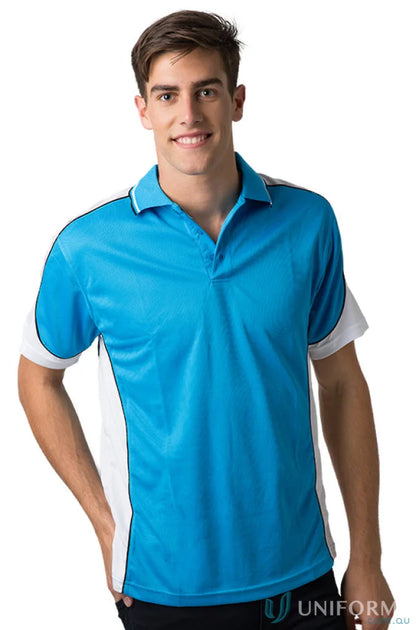 Kids Auburn Polo in blue and white with cooldry moisture management technology