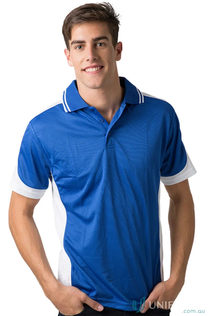 Kids Auburn Polo with Blue and White colors featuring cooldry moisture management tech