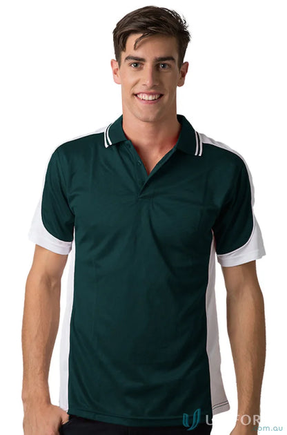 Kids Auburn Polo with green and white design featuring cooldry moisture management tech