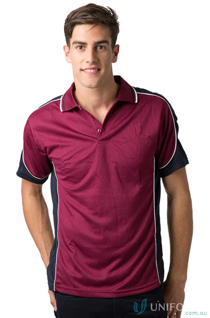Kids Auburn Polo with Maroon and Navy colors showcasing cooldry moisture management tech