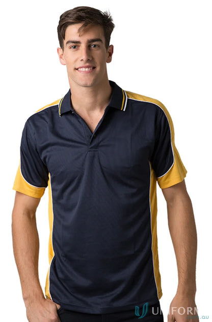 Kids Auburn Polo in navy and gold showcasing cooldry moisture management technology