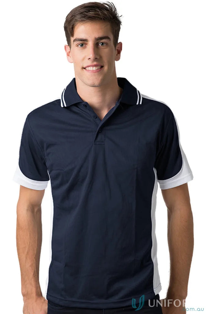 Kids Auburn Polo with Navy and White Colors featuring CoolDry moisture management tech
