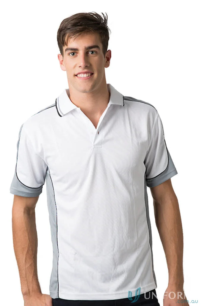 Kids Auburn Polo in white and gray with cooldry moisture management technology