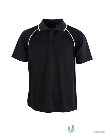 Kids Champion Raglan kids raglan sleeve polo with black and white trim