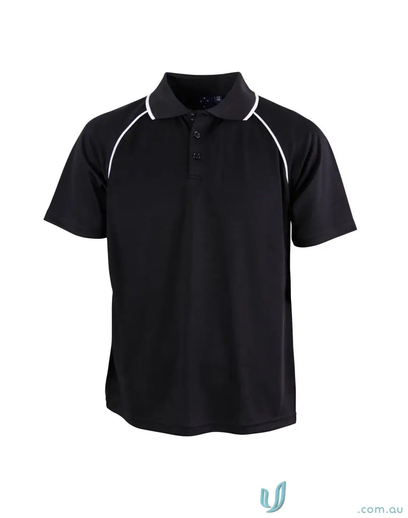 Kids Champion Raglan kids raglan sleeve polo with black and white trim