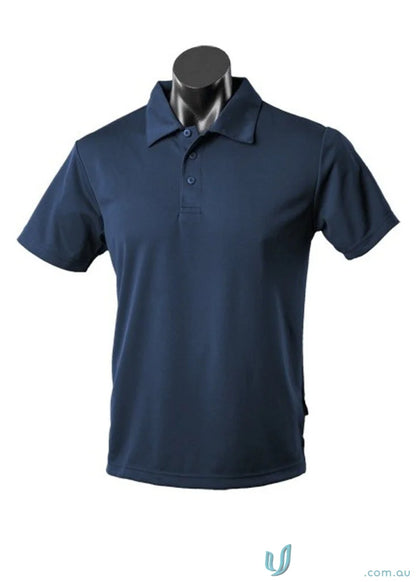 Kids Botany Polo in navy blue fabric, perfect for school uniforms and casual workwear