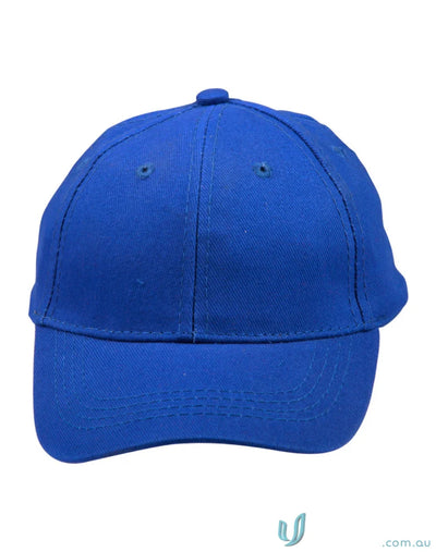 Kids brushed cotton blue baseball cap from Winning Spirit featuring heavy brushed cotton