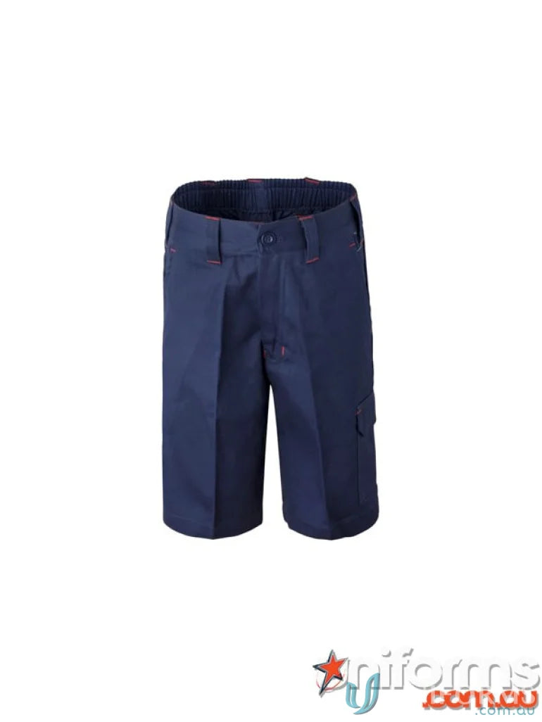 Kids cargo shorts in navy blue with reinforced stress points for your wild backyard mission