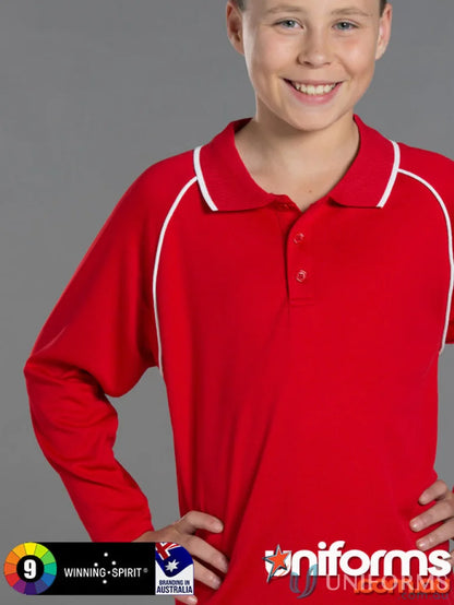 Kids Champion Raglan Red Long Sleeve Polo Shirt for champion cooldry long sleeve style