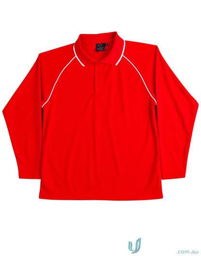 Kids Champion Raglan red long sleeve polo shirt perfect for champion cooldry long sleeve style