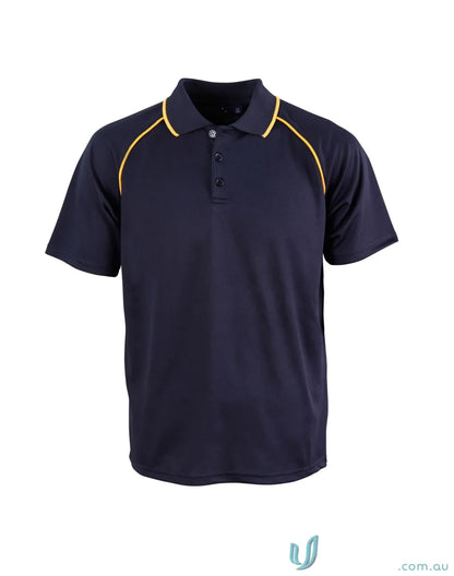 Kids Champion Raglan navy blue polo shirt with gold trim and raglan sleeves for winning spirit kids