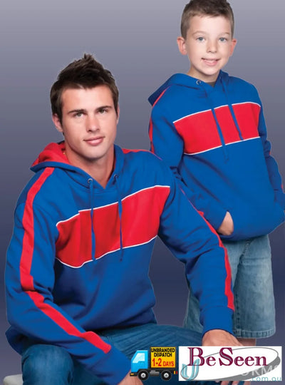 Kids Chesty Hoodie with blue and red anti-pill fleece hoodies, featuring chest panel design bshd11k