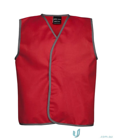 Red safety vest with gray trim from JBs Kids Coloured Tricot Vest for workwear