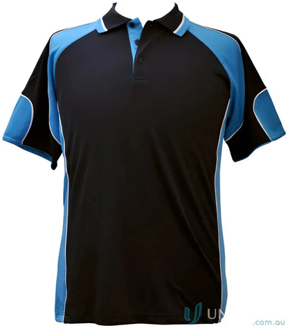 Black and blue Kids CoolDry Alliance Polo in mini waffle fabric for kids spirit cooldry style