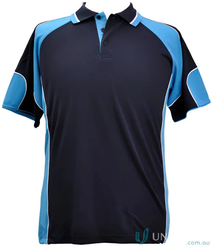Kids CoolDry Alliance Polo in navy and light blue mini waffle fabric for kids spirit cooldry