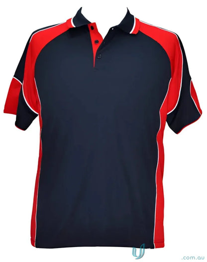 Kids CoolDry Alliance Polo in navy and red with mini waffle fabric for kids spirit cooldry