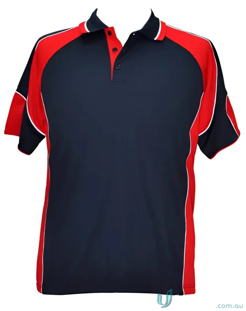 Kids CoolDry Alliance Polo in navy and red with mini waffle fabric for kids spirit cooldry