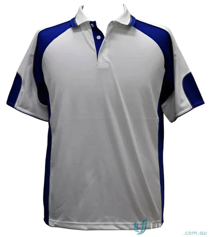 Kids CoolDry Alliance Polo in white and blue with mini waffle fabric for kids spirit cooldry