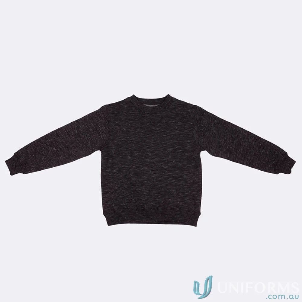 Kids crew neck sloppy joes black long-sleeved sweater with textured knit pattern