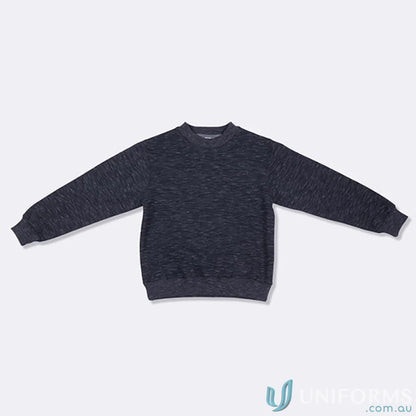 Kids crew neck sloppy joes sweatshirt with a dark gray speckled texture for kids