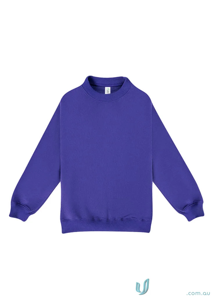 Kids crew neck purple sloppy joes sweatshirt with ribbed cuffs and hem for kids style