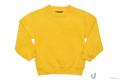 Kids crew neck sloppy joes sweatshirt in solid yellow with three-quarter sleeves