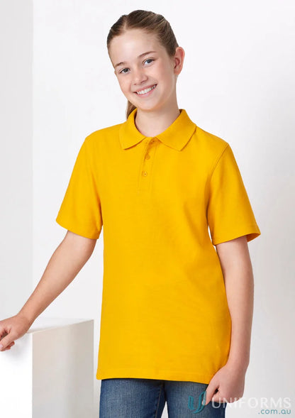 Kids Crew Polo yellow polo shirt perfect for school uniform game from Biz Collection Kids