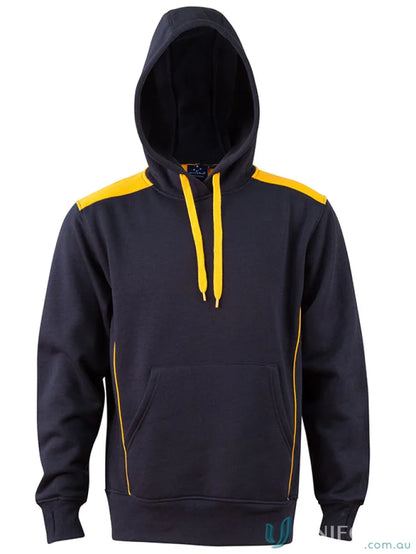 Kids Croxton Hoodie with navy and gold contrast shoulder panels, perfect kids workwear