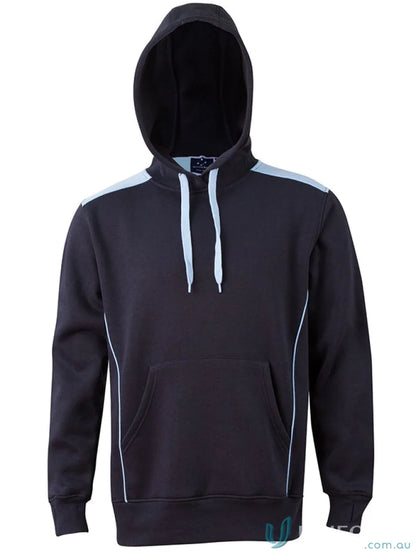 Kids Croxton Hoodie with dark hood and light blue contrast shoulder panels