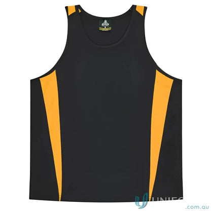 Kids Eureka Singlet black and gold athletic tank top made with comfy fabric for uniforms or workwear