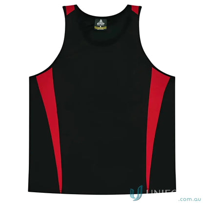 Kids Eureka Singlet black and red athletic tank top made of comfy fabric perfect for uniforms